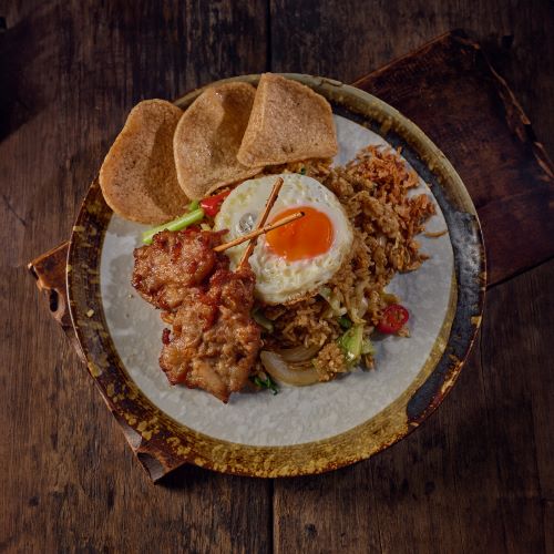 Nasi Goreng Fried Rice with Roasted Pork.