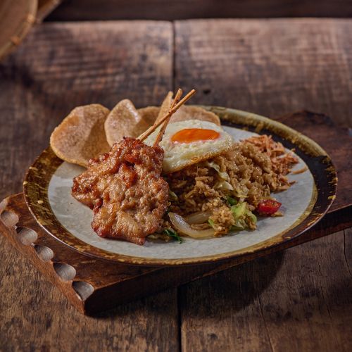 Nasi Goreng Fried Rice with Roasted Pork.