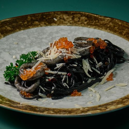 Spaghetti With Squid Ink Sauce.