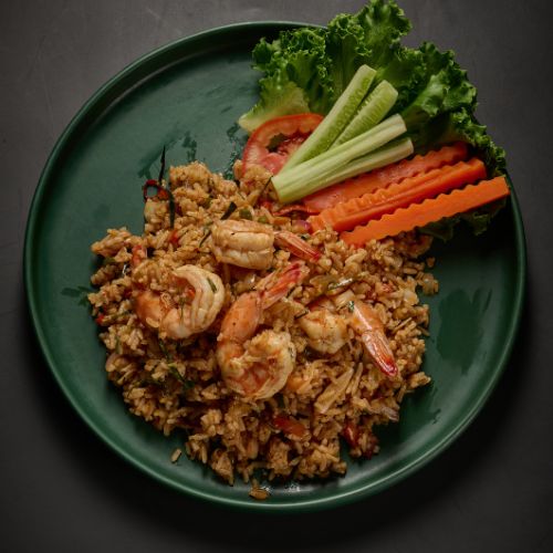 Tom Yum Fried Rice With Prawns.