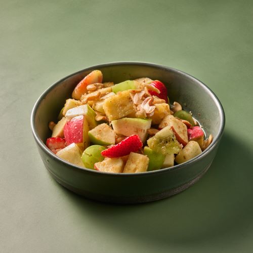 Cashew nuts with mixed fruits salad.